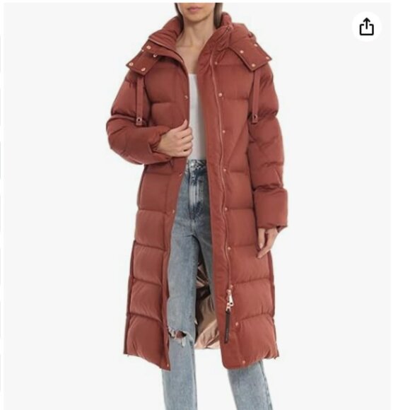 Avec Les Filles Coat Womens Extra Large Puffer Down Fill Copper Long Hooded - Picture 1 of 14